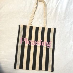 Pleasing Black & Cream Striped Tote Bag
